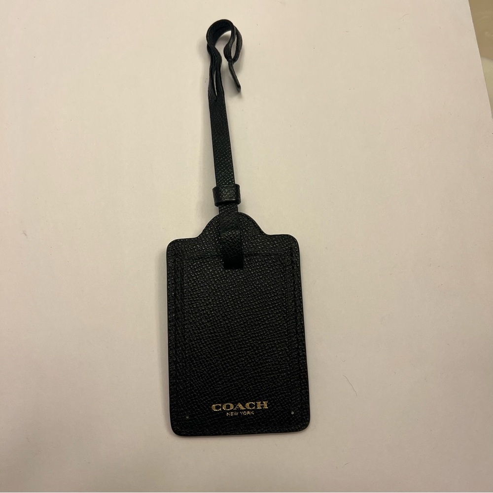 Coach Large Bag Charm/ name tag, Saffiano‎ leather and Gold